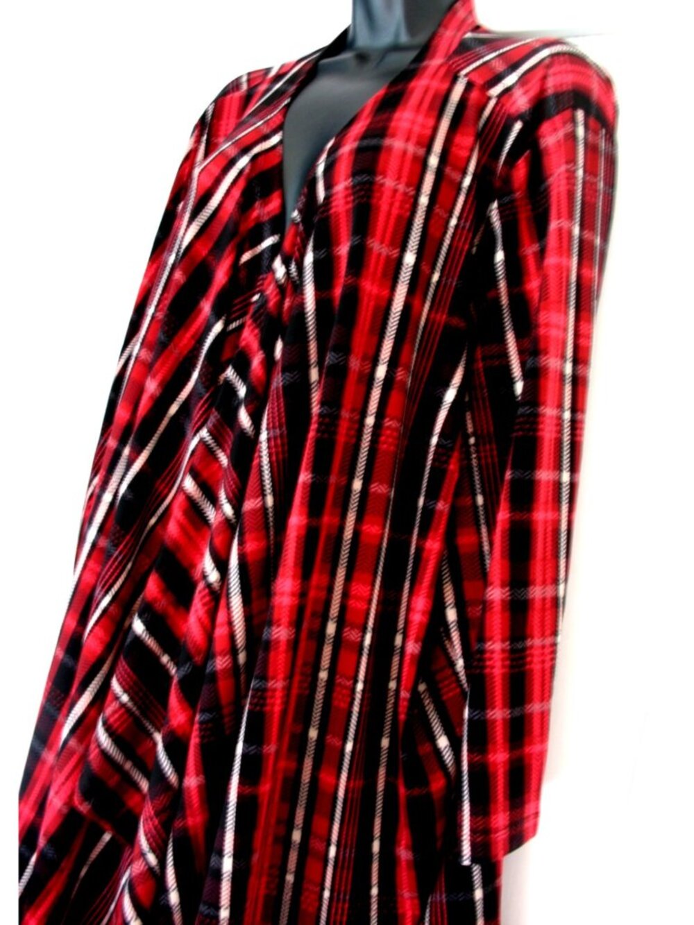 Avenue Women’s Kimono Duster Top 4X Boho/Plaid Fushia/Black - Picture 10 of 16